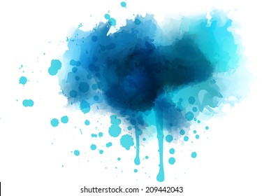 Blue watercolor splash - template for your designs