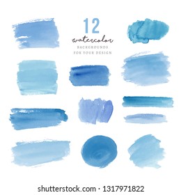 Blue watercolor splotches for design