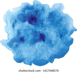 Blue blue watercolor spot on white background.