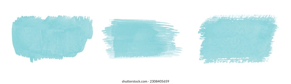 Blue watercolor stain. Watercolor background. Brush set