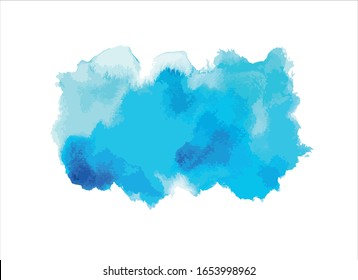 Blue Watercolor Stain Paint Stroke White Background