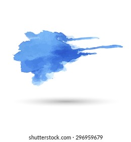 Blue watercolor stain. Template for text or graphics. Vector.