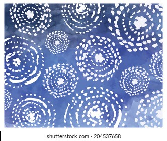 Blue Watercolor Starry Sky Background with Sunbursts