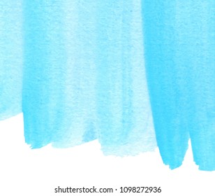 Blue watercolor striped vector hand drawn background for card, cover, wallpaper. Paper texture colorful smear wash art canvas for grunge poster, banner