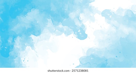 Blue watercolor stroke paint brush ink pastel on white background abstract watercolor hand painted background 