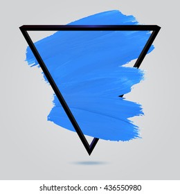 Blue watercolor template poster with rectangle frame on grey background vector illustration