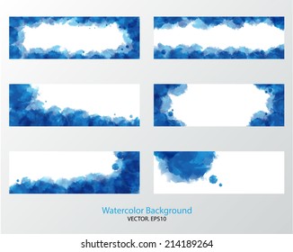 Blue watercolor template.Vector/EPS10.