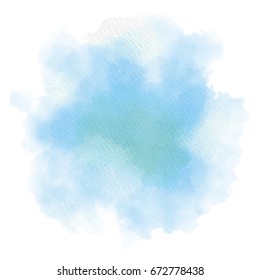 Blue watercolor texture. Abstract background isolated on white