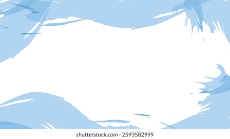 Blue watercolor texture border background vector, paint brush on transparent design