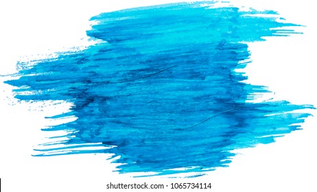 Blue watercolor texture paint stain brush stroke isolated on white background, eps 10 vector illustration.