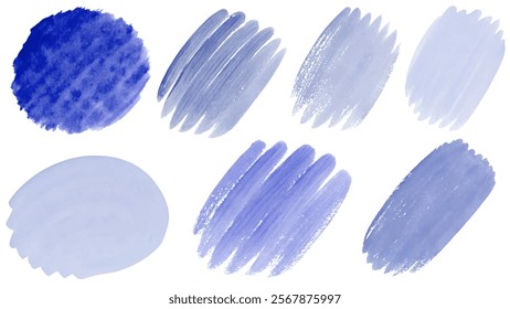 Blue watercolor textures, artistic brush strokes, abstract design elements, creative backgrounds, versatile graphic use.