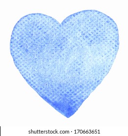 Blue watercolor valentine heart, vector format. 