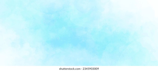 Blue watercolor vector art background for cards, flyer, poster, banner and cover design. Clouds, heaven, sky. Hand drawn illustration for your design. Watercolour texture. Grunge backdrop. Ice. Cold.	