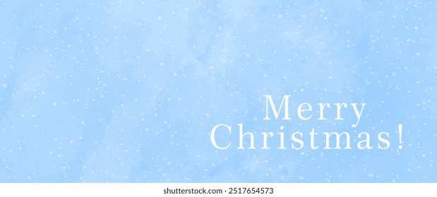 Blue watercolor vector art background with brush strokes and isolated snowflakes. Christmas winter abstract illustration for poster, cover, banner, flyer, card. Snowfall. Blue hand drawn texture. Snow