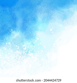 Blue watercolor vector background. Abstract grunge texture with splashes and a gradient on a white background