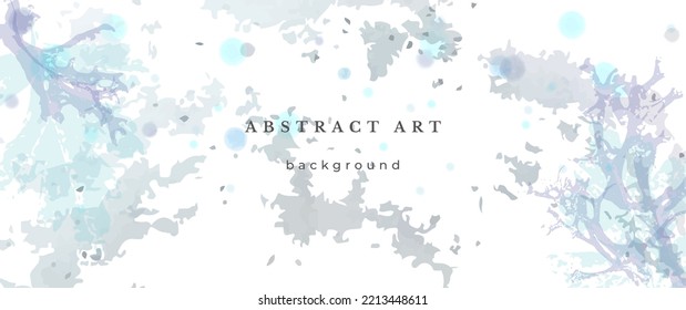 Blue Watercolor Vector Background. Wedding Abstract Design. Winter Minimal Style. Watercolor Texture. Pastel Cold Tones. Art For Invitations Cards Holiday Winter Season. Modern Cover Christmas Party.