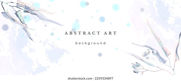 Blue Watercolor Vector Background. Wedding Abstract Design. Winter Minimal Style. Watercolor Texture. Pastel Cold Tones. Art For Invitations Cards Holiday Winter Season. Modern Cover Christmas Party.