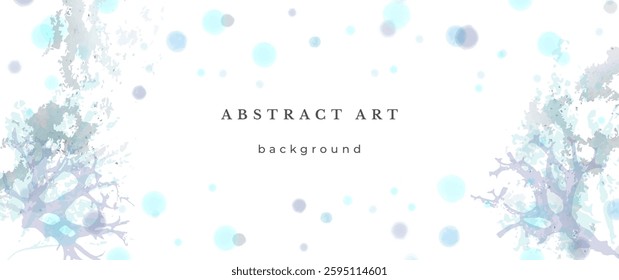 Blue Watercolor Vector Background. Wedding Abstract Design. Winter Minimal Style. Watercolor Texture. Pastel Cold Tones. Art For Invitations Cards Holiday Winter Season. Modern Cover Christmas Party.