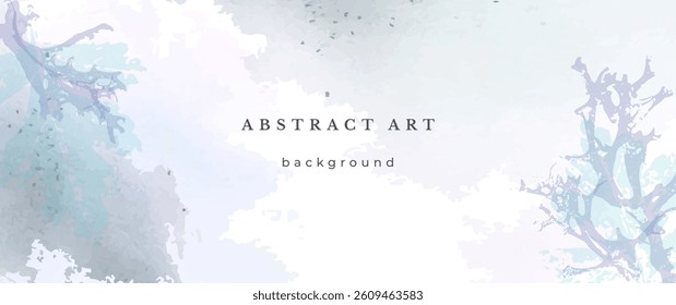 Blue Watercolor Vector Background. Wedding Abstract Design. Winter Minimal Style. Watercolor Texture. Pastel Cold Tones. Art For Invitations Cards Holiday Winter Season. Modern Cover Christmas Party.