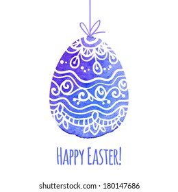 Blue watercolor vector Easter egg