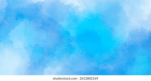 Blue watercolor vector texture background for banner, poster, cover, cards, etc. Light sky blue brush painted watercolor background. Abstract paper texture vector illustration.