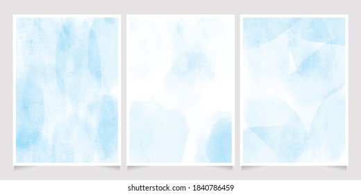 blue watercolor wash splash 5x7 invitation card background template collection