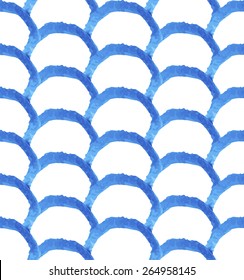 Blue watercolor wave seamless pattern. Vector