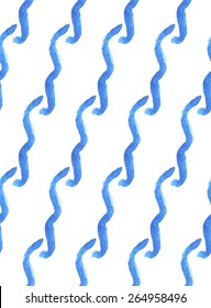 Blue watercolor wave seamless pattern. Vector