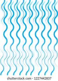 Blue watercolor waves on white background