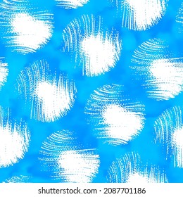 Blue Watercolor-Dyed Effect Brushed Textured Dotted Pattern