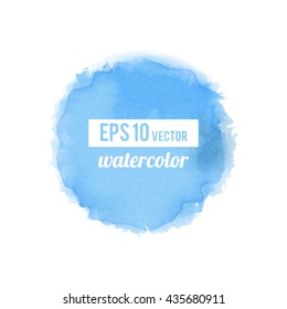 Blue watercolor-like fully vector round stain isolated on white background. Stain can be used for wallpaper, website background, wrapping paper and so on. Watercolor design.