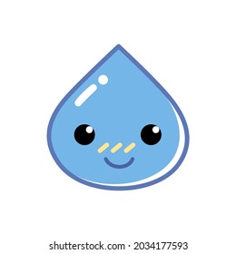 A blue waterdrop character smiling. Vector isolate character.