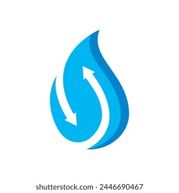 blue waterdrop combined with arrow logo vector icon design 