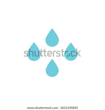 Blue waterdrop icon graphics isolated on a white background. Rain drip liquid logo. Water or rain drops shape icons set. Droplet sign. Vector illustration. Eps file 14.