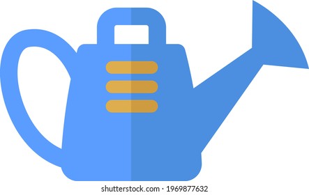 Blue watering can, icon illustration, vector on white background