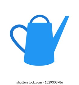 Blue watering can icon sign flat style design vector illustration isolated on white background. Gardening equipment