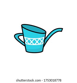 Blue watering can for watering plants in the garden. Vector illustration. Garden tools.