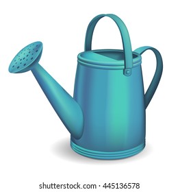 Blue watering can. Vector illustration.