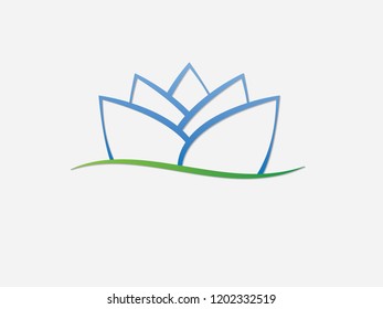 A blue waterlily flower logo on white background vector illustration