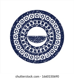 Blue watermelon icon inside rubber stamp