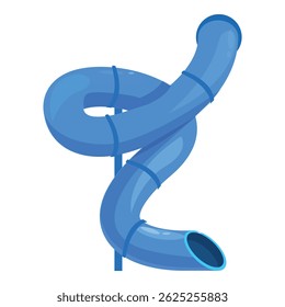 Blue waterpark slide providing fun summer activity at a swimming pool