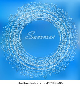 Blue Water/Sky Summer Background With Bubbles