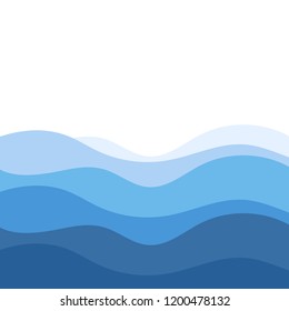 Blue wave abstract background in flat vector illustration design style and space on beside for text.