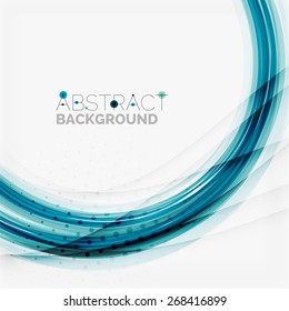 Blue wave abstract background, lines on white template