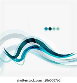 Fondo abstracto de onda azul, líneas sobre plantilla blanca