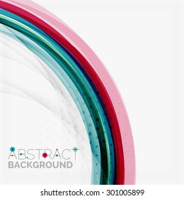 Blue wave abstract background, lines on white template