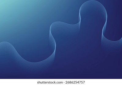 Vetor de design de linha de fluxo de gradiente moderno de fundo abstrato de onda azul