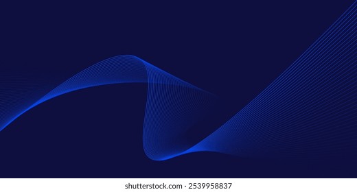 Un diseño abstracto de la onda azul contra un fondo azul oscuro