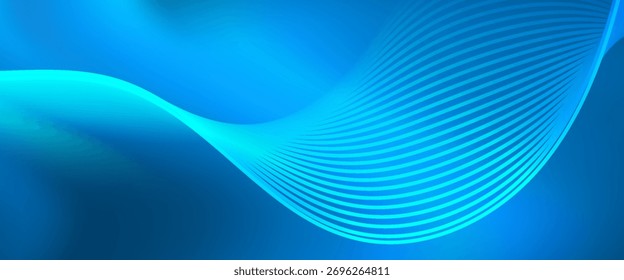 Blue Wave Abstract Design With Flowing Lines For Modern Digital Background Artwork