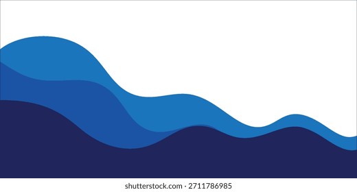 Blue Wave Abstract Design With Flowing Ocean-Like Bands eps10